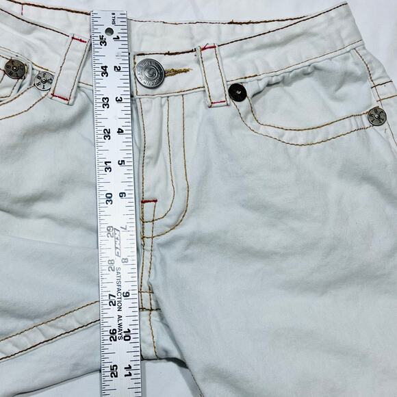 True Religion Joey Big T Flared Jeans White Gild Stitch Women 28W x 27L Used - Picture 9 of 11